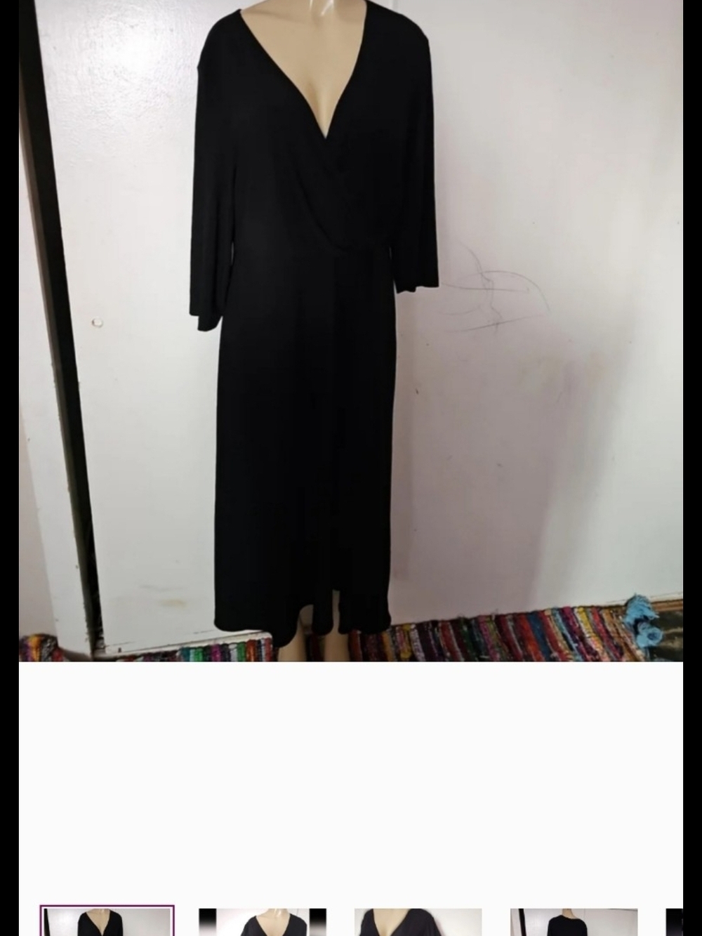 Taylor Black V-Neck Long Sleeve Midi Dress